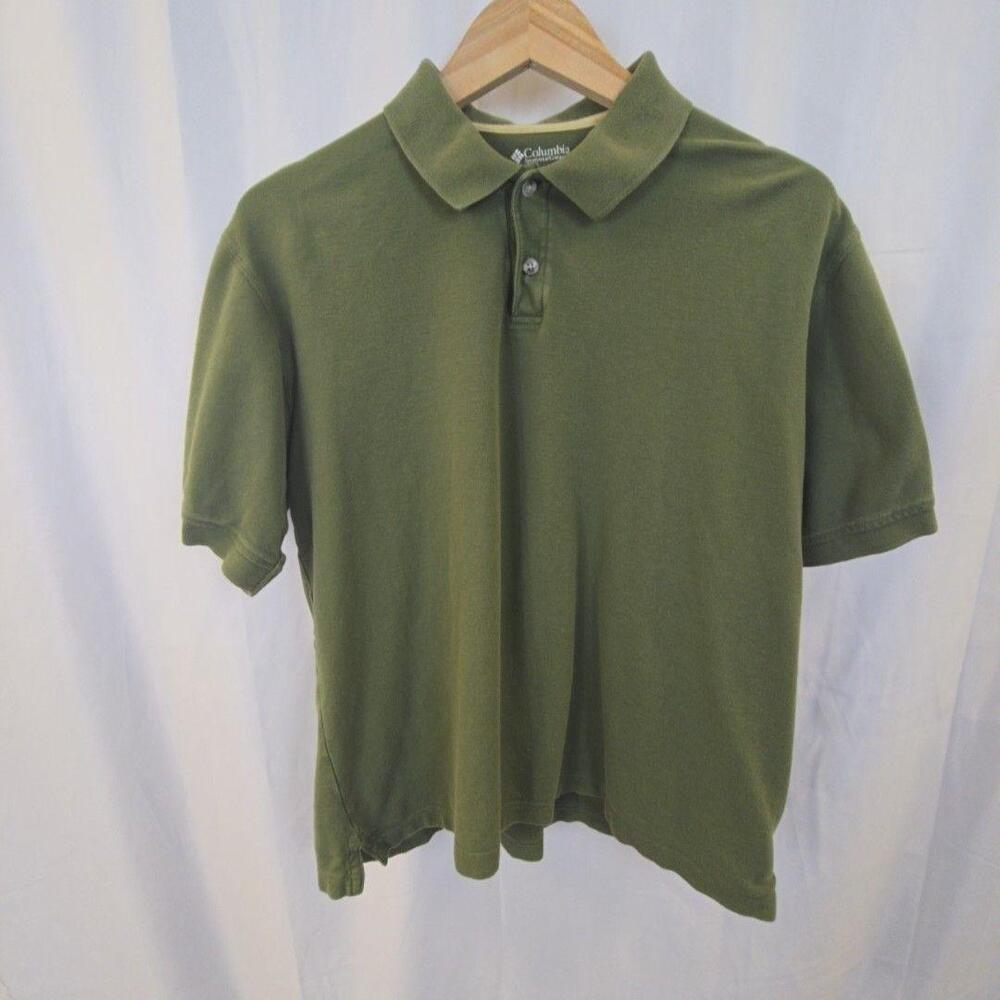 Columbia Polo Shirt Mens Large Green 100% Cotton Short Sleeve Casual Outdoor